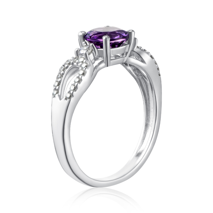 Срібна каблучка з аметистом. Артикул 1475/1р-AMET