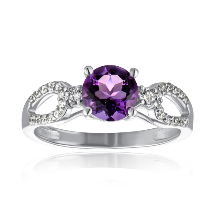 Срібна каблучка з аметистом. Артикул 1475/1р-AMET