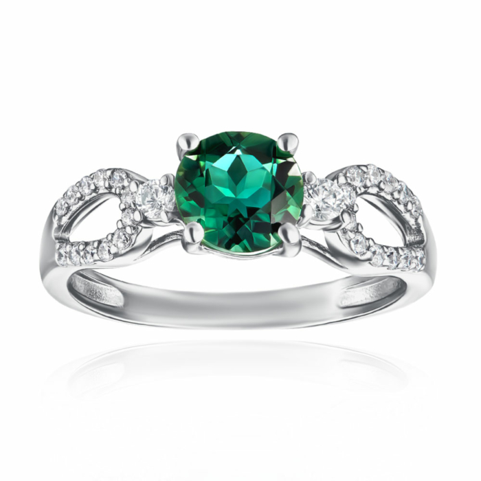 Серебряное кольцо с кварцем и фианитами. Артикул 1475/1р-QGR