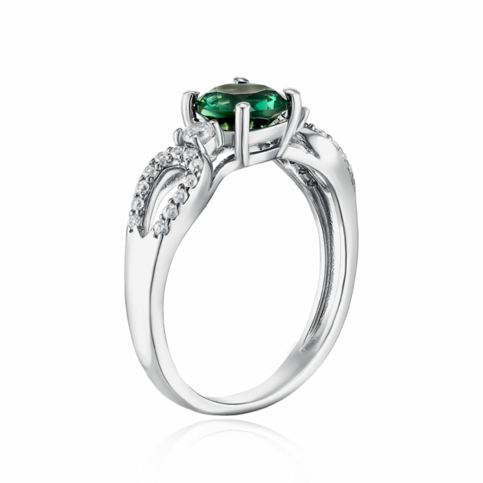 Серебряное кольцо с кварцем и фианитами. Артикул 1475/1р-QGR