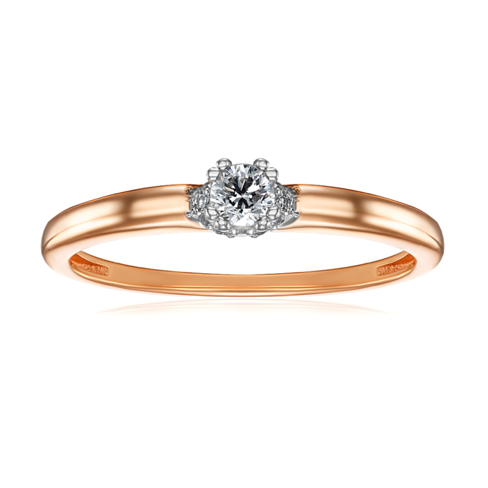 Золота каблучка з діамантами. Артикул 53565/01/1/10015