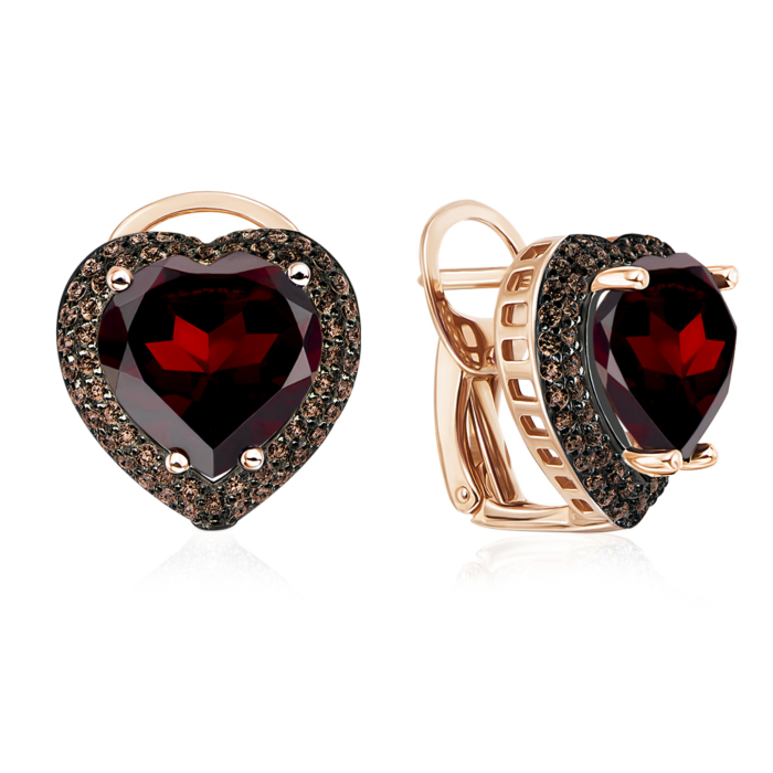 Золотые серьги с гранатом и фианитами. Артикул 540007/гр