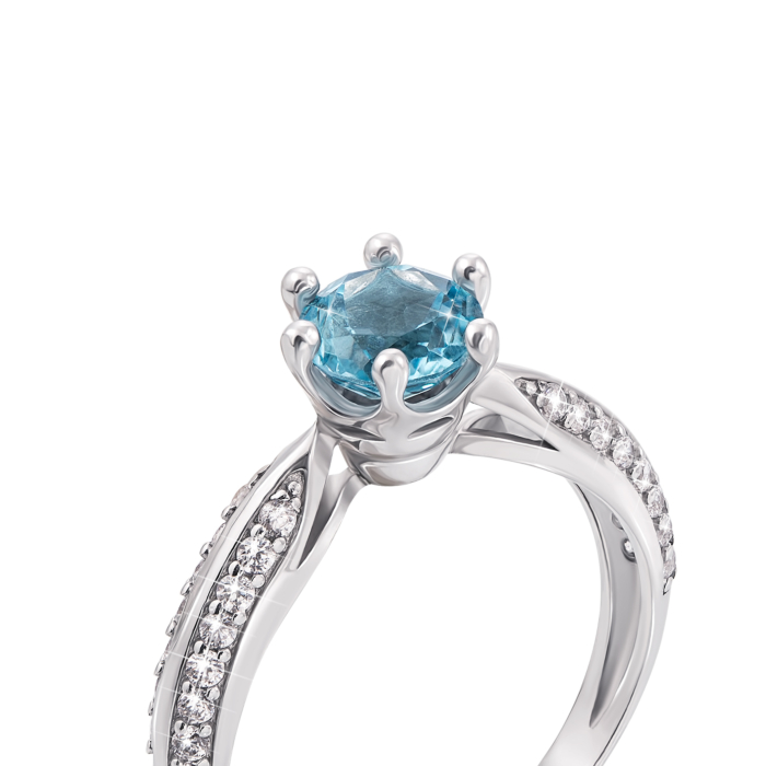 Серебряное кольцо с топазом и фианитами. Артикул 1580/9р
