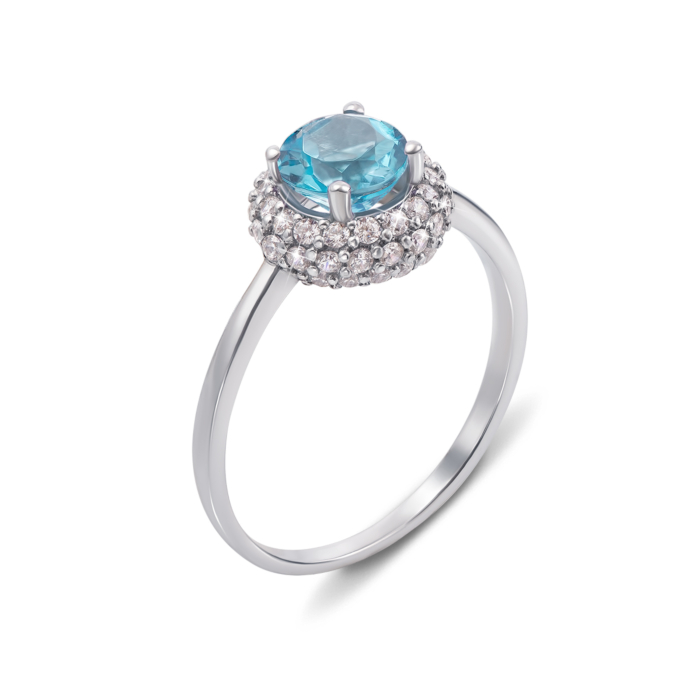 Серебряное кольцо с топазом и фианитами. Артикул 1581/9р