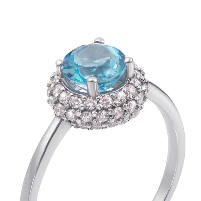 Серебряное кольцо с топазом и фианитами. Артикул 1581/9р