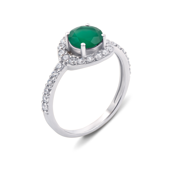 Срібна каблучка з агатом і фіанітами. Артикул 1596/9р