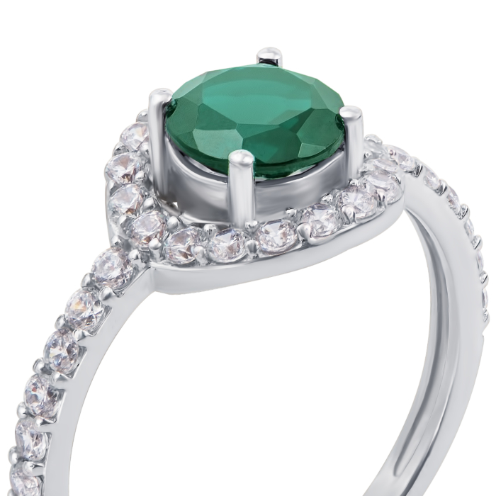 Срібна каблучка з агатом і фіанітами. Артикул 1596/9р