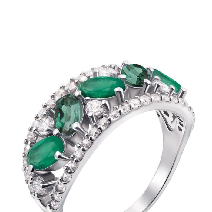 Серебряное кольцо с зеленым агатом. Артикул 1601/9р