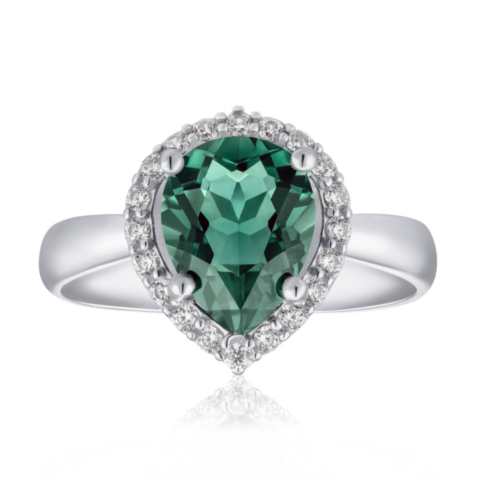 Серебряное кольцо с кварцем и фианитами. Артикул 1620/1р-QGR