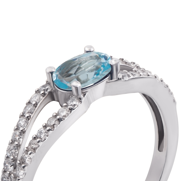 Серебряное кольцо с топазом и фианитами. Артикул 1625/9р