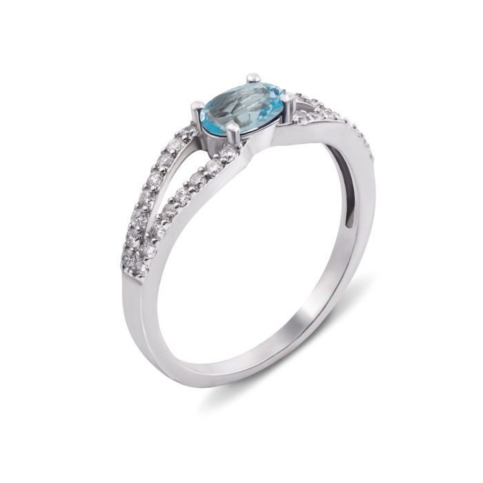 Серебряное кольцо с топазом и фианитами. Артикул 1625/9р