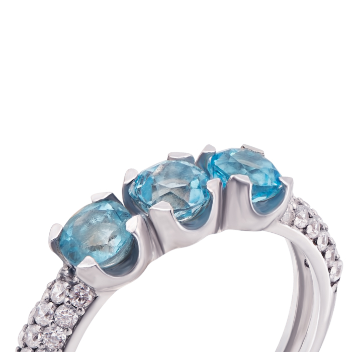 Серебряное кольцо с топазом и фианитами. Артикул 1631/9р