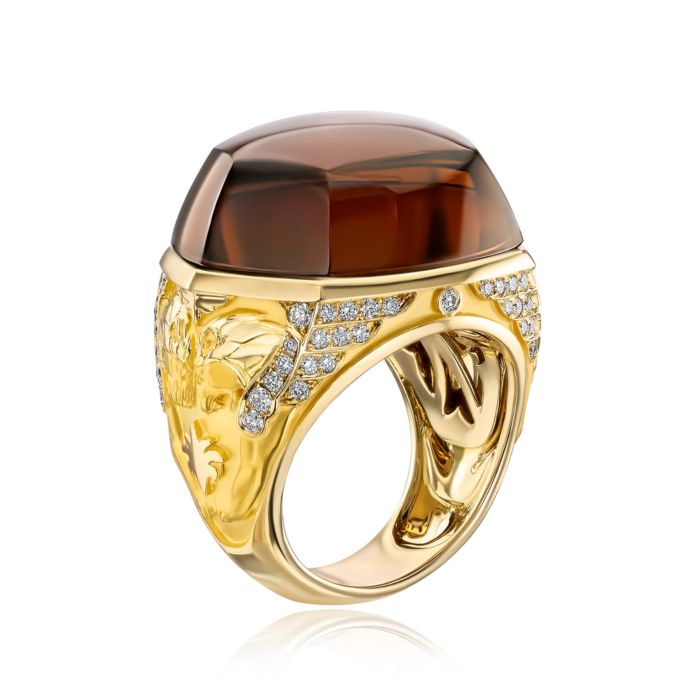 Золота каблучка Magerit з кварцом та діамантами. Артикул 1631.7/05/0/11972