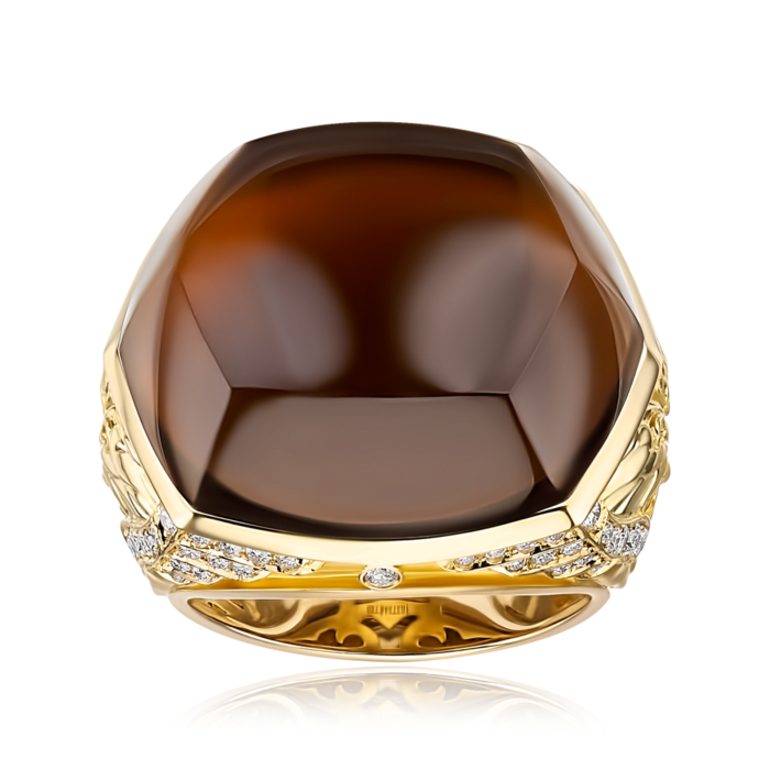 Золота каблучка Magerit з кварцом та діамантами. Артикул 1631.7/05/0/11972