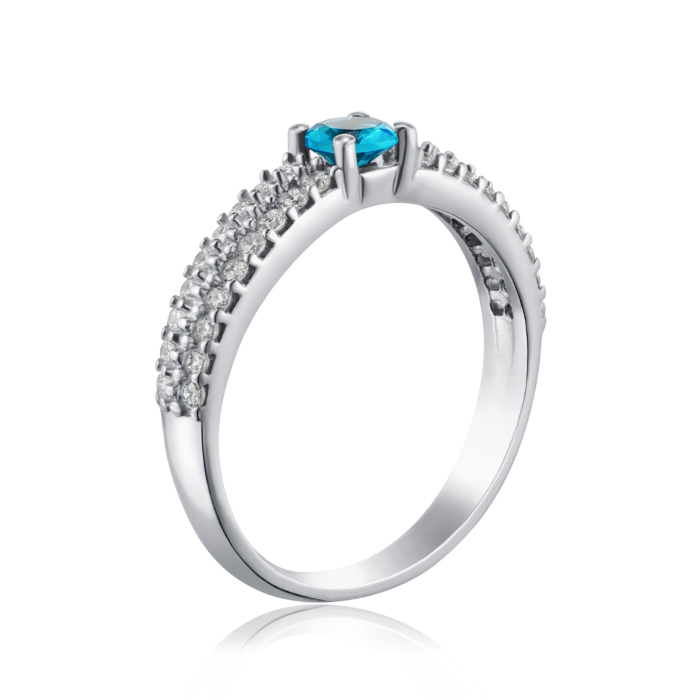 Срібна каблучка з кварцем та фіанітами. Артикул 1637/9р-QSWB