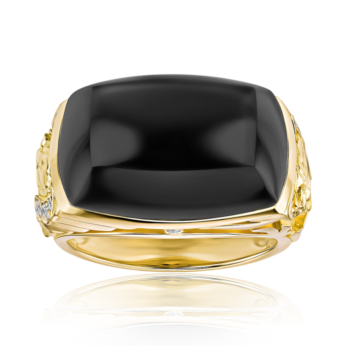 Золотое кольцо Magerit с ониксом и бриллиантами. Артикул 1639.1/05/0/11973