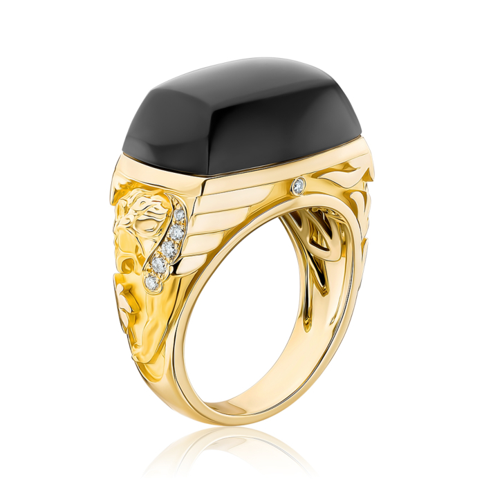 Золотое кольцо Magerit с ониксом и бриллиантами. Артикул 1639.1/05/0/11973