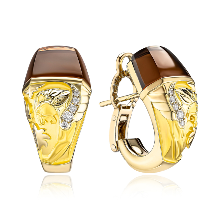 Золотые серьги Magerit c кварцем и бриллиантами. Артикул 1641.7/05/0/11970