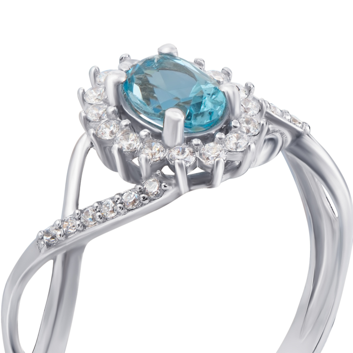 Серебряное кольцо с топазом и фианитами. Артикул 1660/9р
