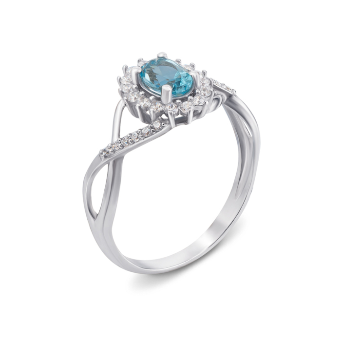 Серебряное кольцо с топазом и фианитами. Артикул 1660/9р