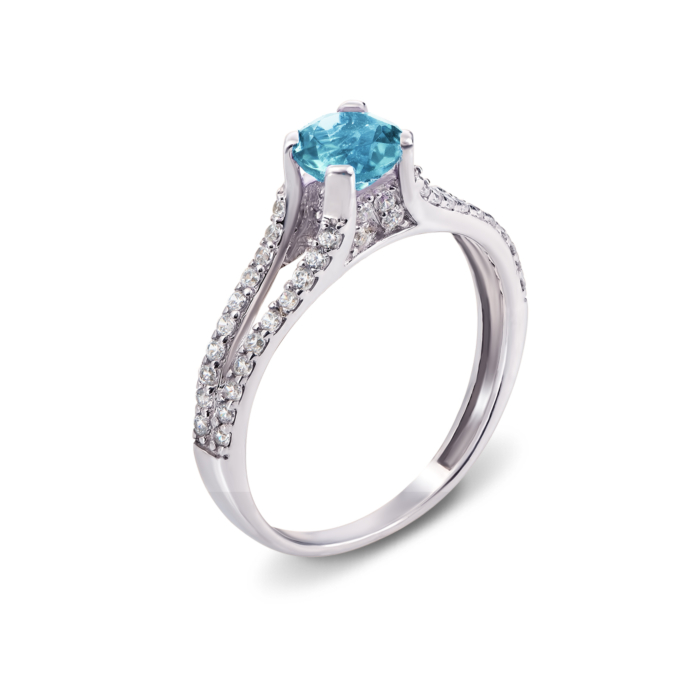 Серебряное кольцо с топазом и фианитами. Артикул 1665/9р