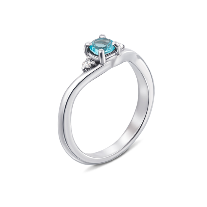 Серебряное кольцо с топазом и фианитами. Артикул 1671/9р