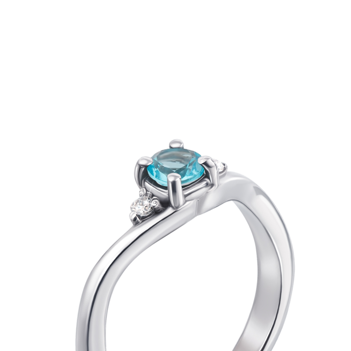 Серебряное кольцо с топазом и фианитами. Артикул 1671/9р
