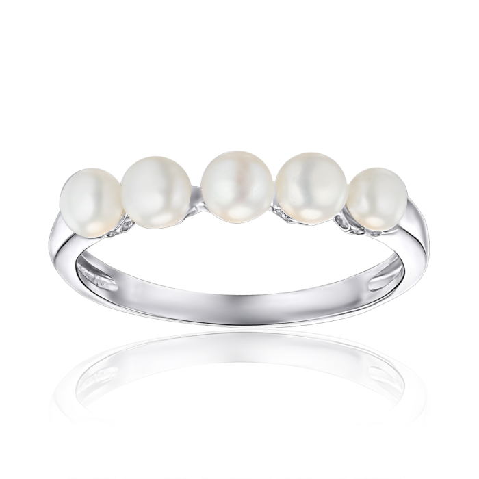 Срібна каблучка з перлинами. Артикул 1691/1р-PWT