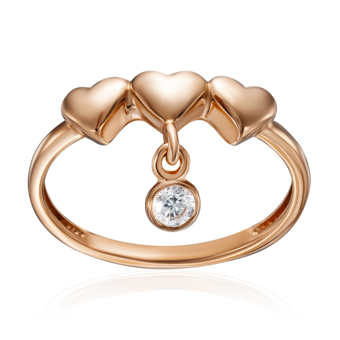 Золотое кольцо с фианитом. Артикул 17000/01/0/171