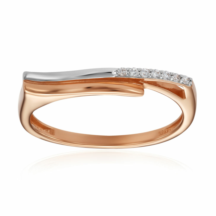 Золотое кольцо с фианитами. Артикул 17001/01/1/1