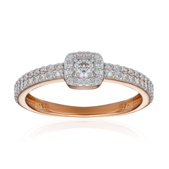 Золотое кольцо с фианитами. Артикул 17008/01/1/271