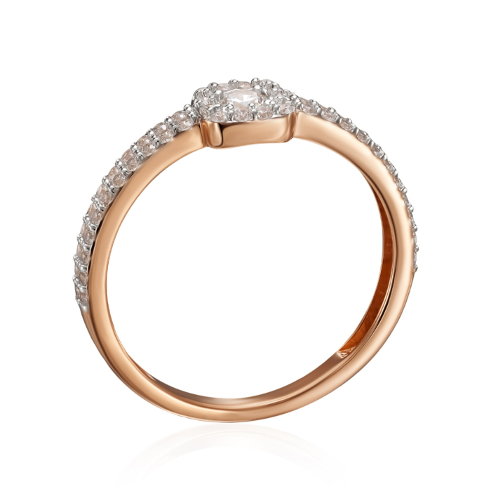 Золотое кольцо с фианитами. Артикул 17008/01/1/271