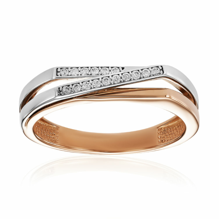 Золотое кольцо с фианитами. Артикул 17009/01/1/1