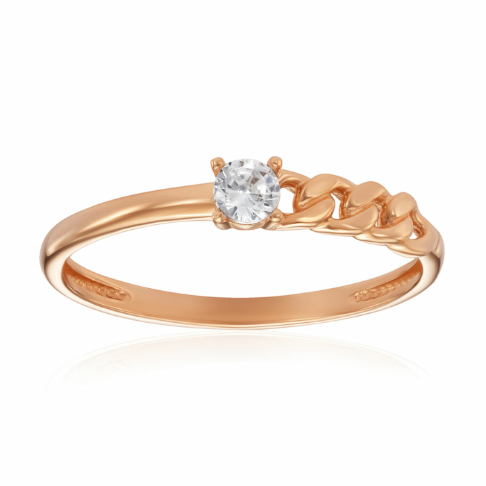 Золота каблучка з фіанітом. Артикул 17012/01/0/28