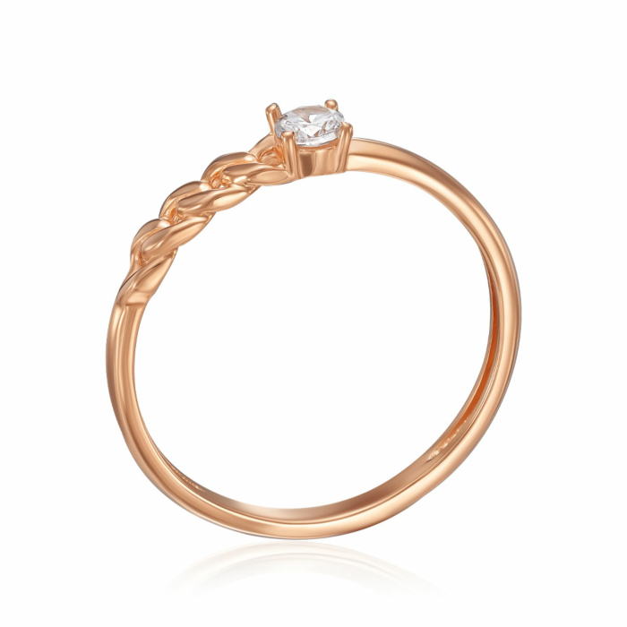 Золота каблучка з фіанітом. Артикул 17012/01/0/28