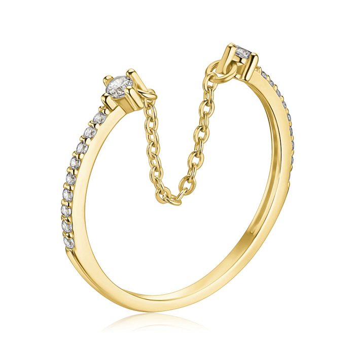 Золотое кольцо с фианитами. Артикул 17022/03/1/55