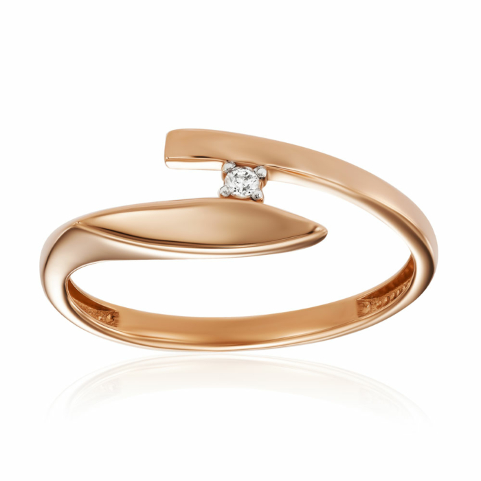 Золотое кольцо с фианитом. Артикул 17029/01/1/46