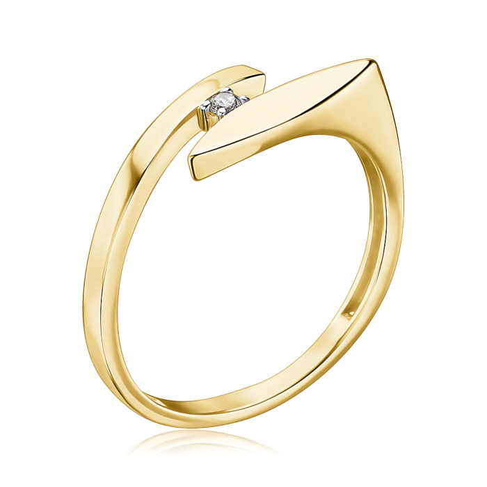 Золотое кольцо с фианитом. Артикул 17029/03/1/46
