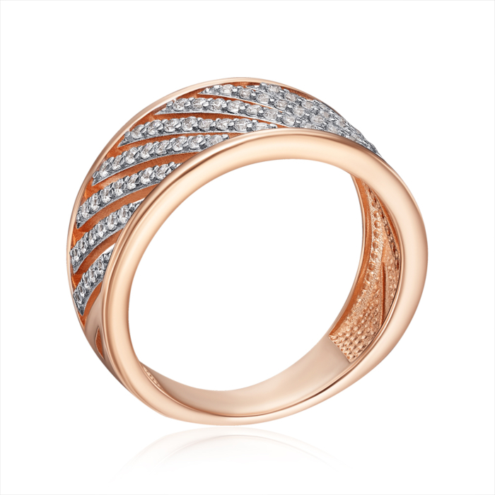 Золота каблучка з фіанітами. Артикул 17047/01/1/1