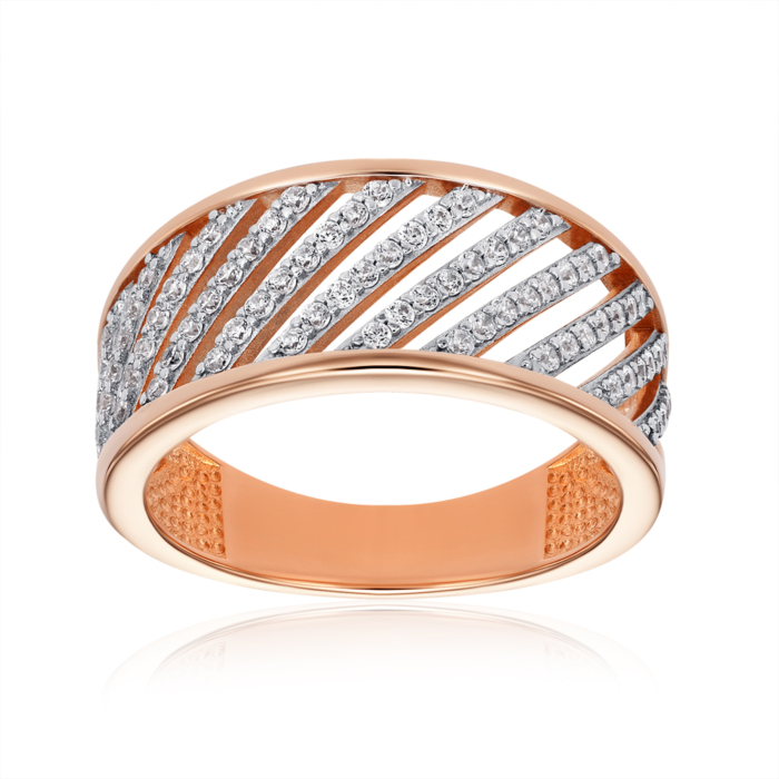 Золота каблучка з фіанітами. Артикул 17047/01/1/1