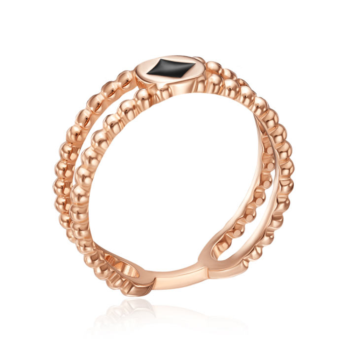 Золотое кольцо с эмалью. Артикул 17062/01/0/389