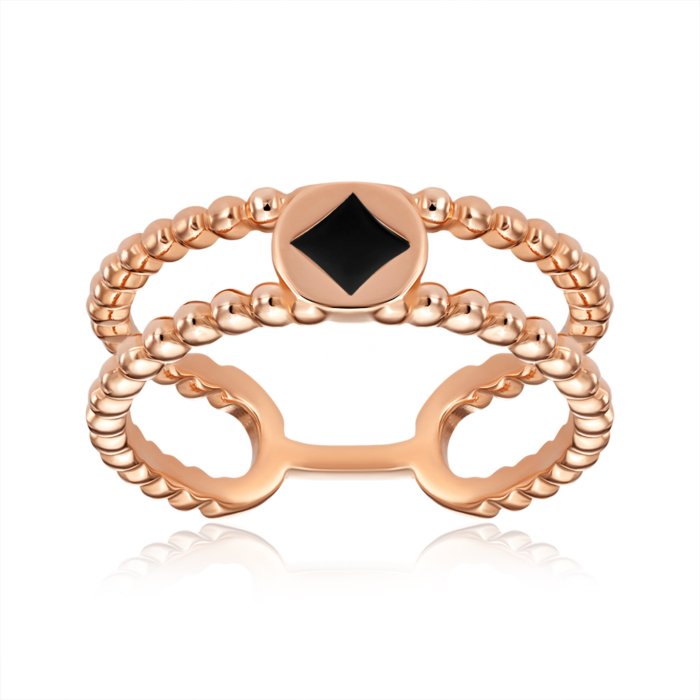 Золотое кольцо с эмалью. Артикул 17062/01/0/389