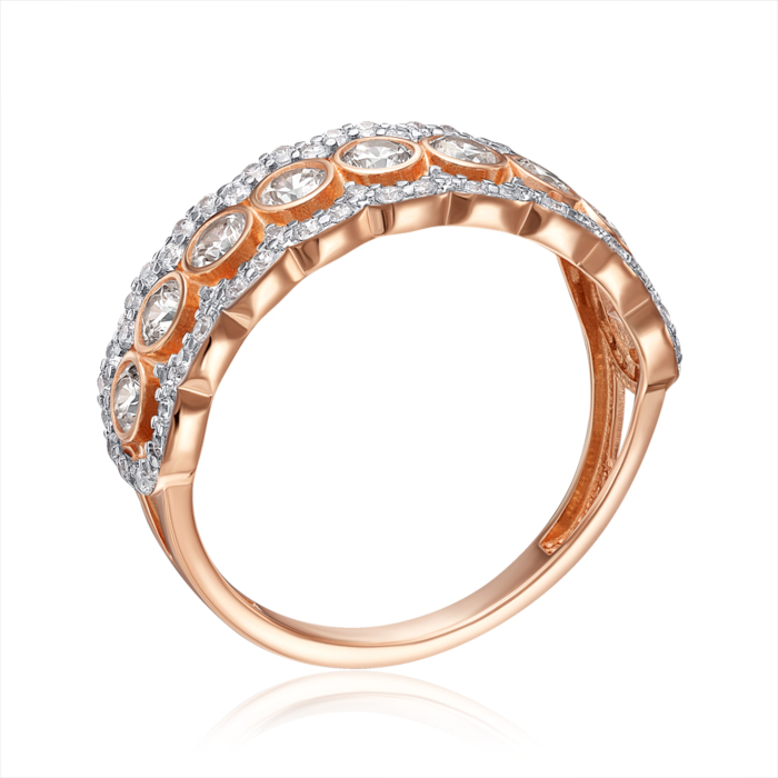 Золотое кольцо с фианитами. Артикул 17068/01/1/47