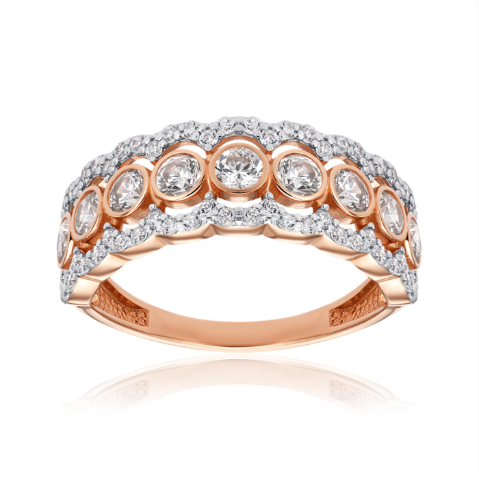 Золотое кольцо с фианитами. Артикул 17068/01/1/47