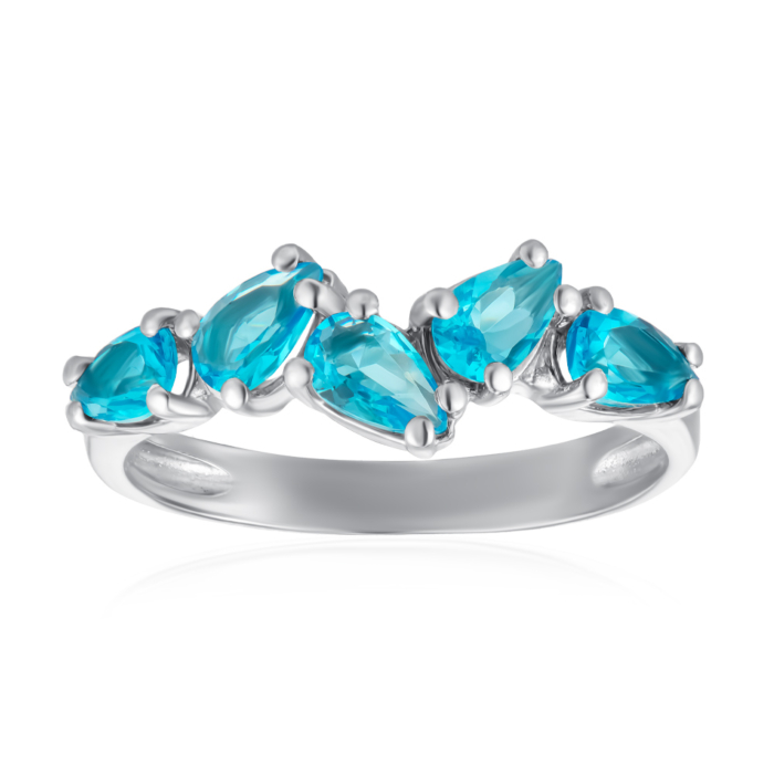 Серебряное кольцо с кварцем и фианитами. Артикул 1706/1р-QSWB