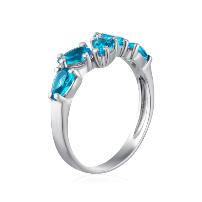 Серебряное кольцо с кварцем и фианитами. Артикул 1706/1р-QSWB