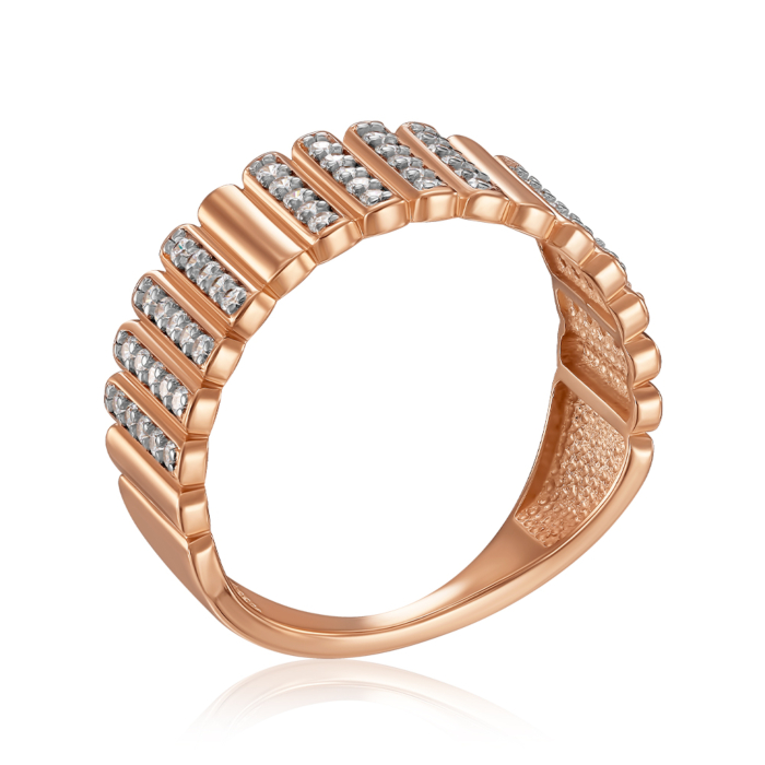 Золотое кольцо с фианитами. Артикул 17073/01/1/1