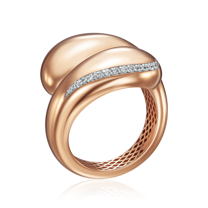 Золота каблучка з фіанітами. Артикул 17079/01/1/36