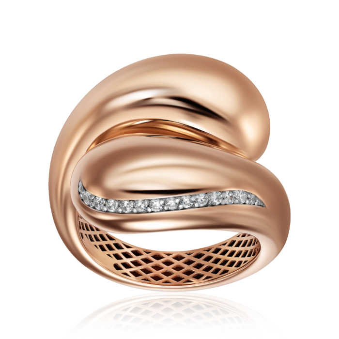 Золота каблучка з фіанітами. Артикул 17079/01/1/36