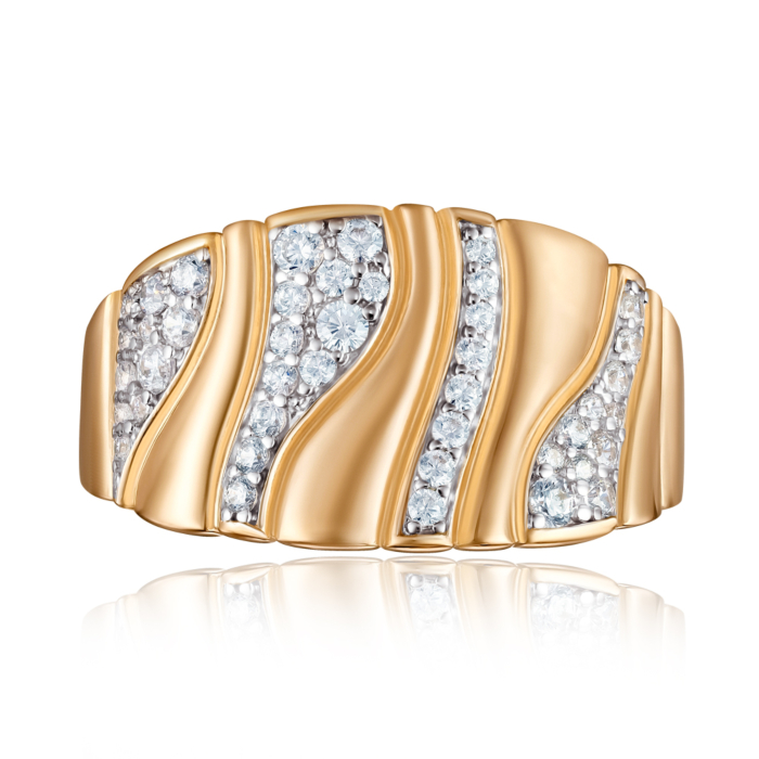 Золота каблучка з фіанітами 17081/01/1/49